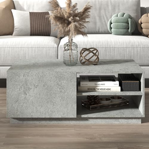 Galano paxton Coffee Table - 1 Drawer 2 Open Shelves Storage Unit - Rectangular Living Room Table with Storage