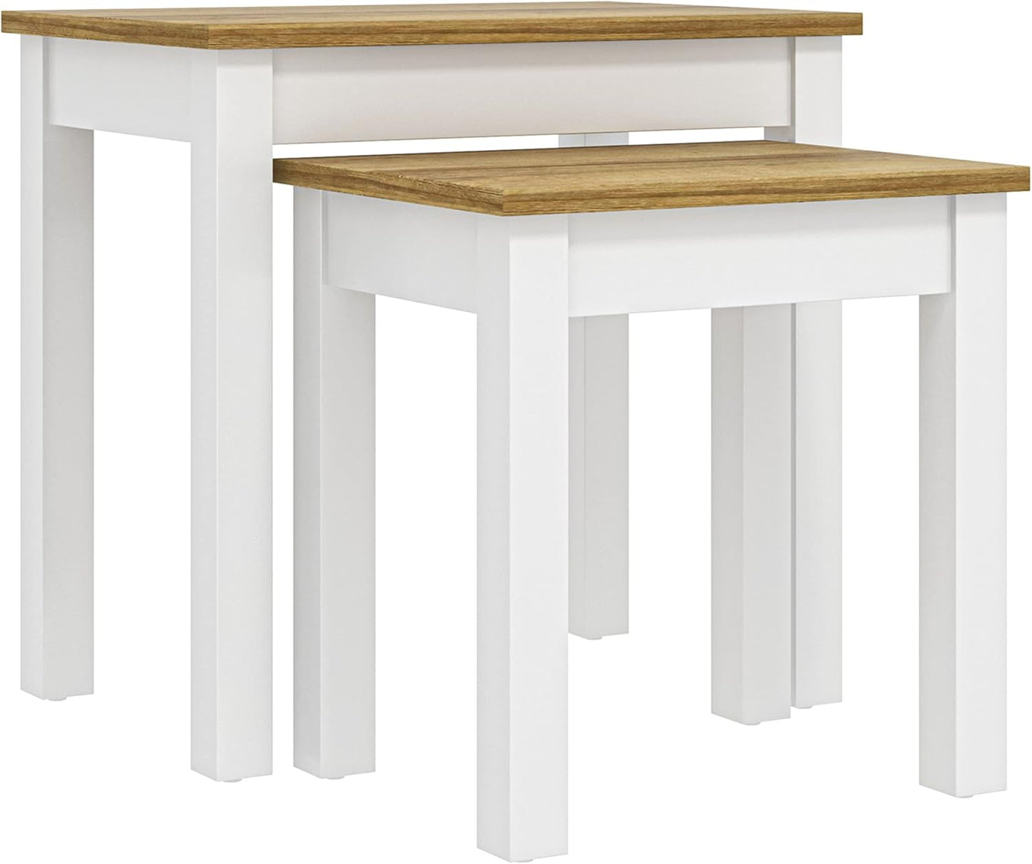 Galano Sufy Nest of 2 Tables Unit - Modern Sofa Side Table for Living Room - Small and Light Multilevel Coffee Table Set - ‎33 x 48 x 46.5 cm - White