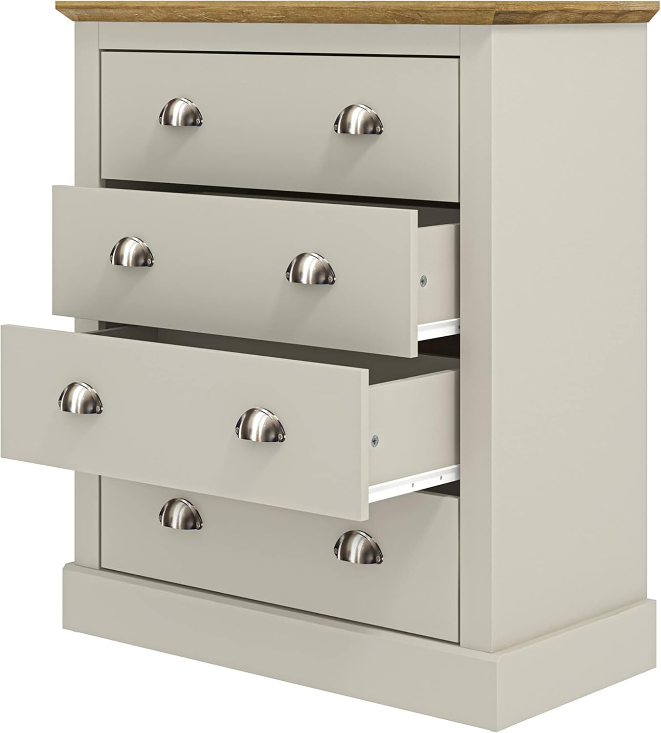 Galano Sufy 4 Drawer Chest - Wide Drawer Chest with Storage for Bedroom - Chest of Drawers for Clothes - Organizers and Storage Cabinet for Hallway - Entryway or Living Room - Light Grey