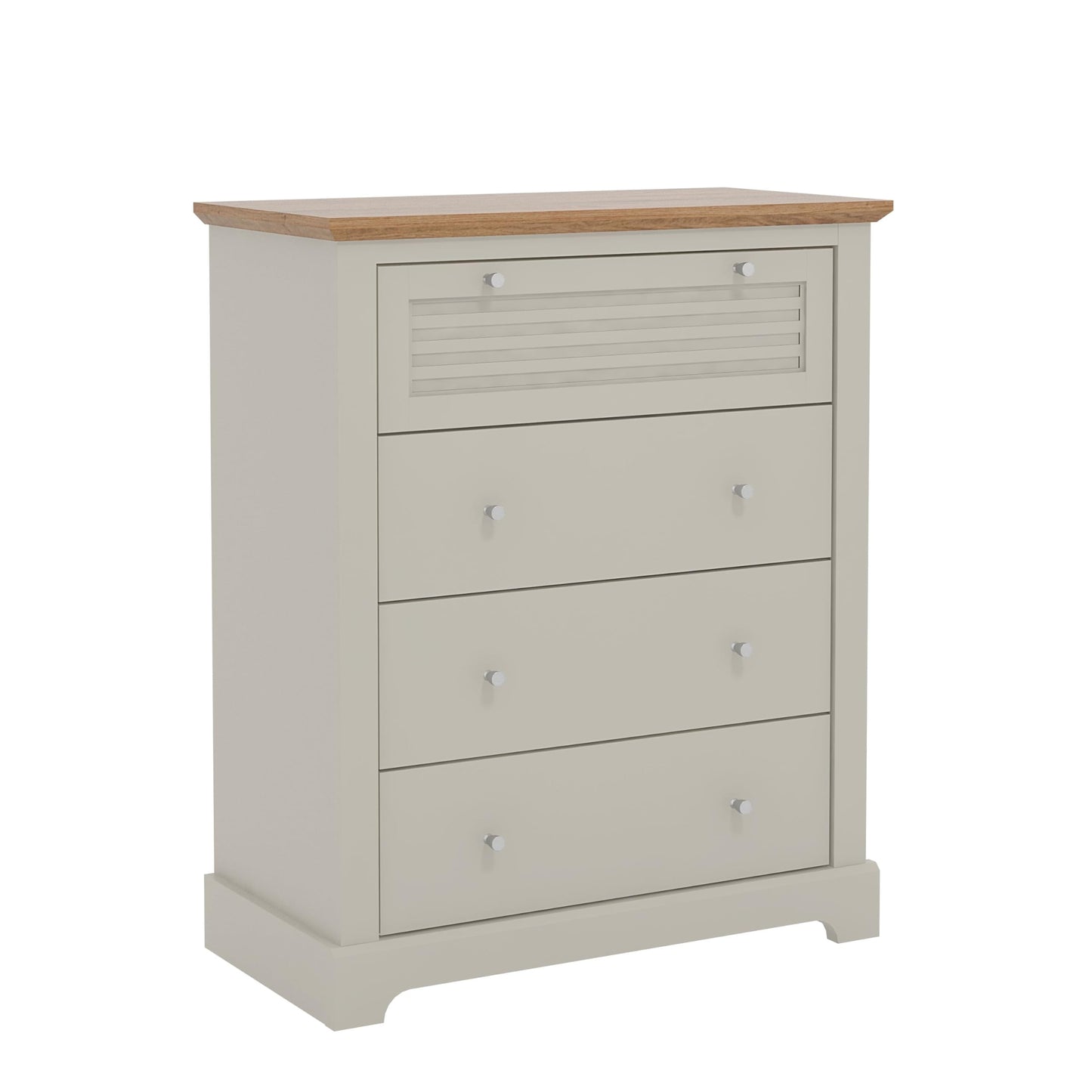 Galano Milan 4 Drawer Chest - Chest of Drawer with Storage for Bedroom - Organizers and Storage Cabinet for Hallway - Entryway or Living Room (Light Grey/Oak)