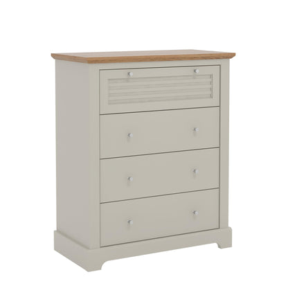 Galano Milan 4 Drawer Chest - Chest of Drawer with Storage for Bedroom - Organizers and Storage Cabinet for Hallway - Entryway or Living Room (Light Grey/Oak)