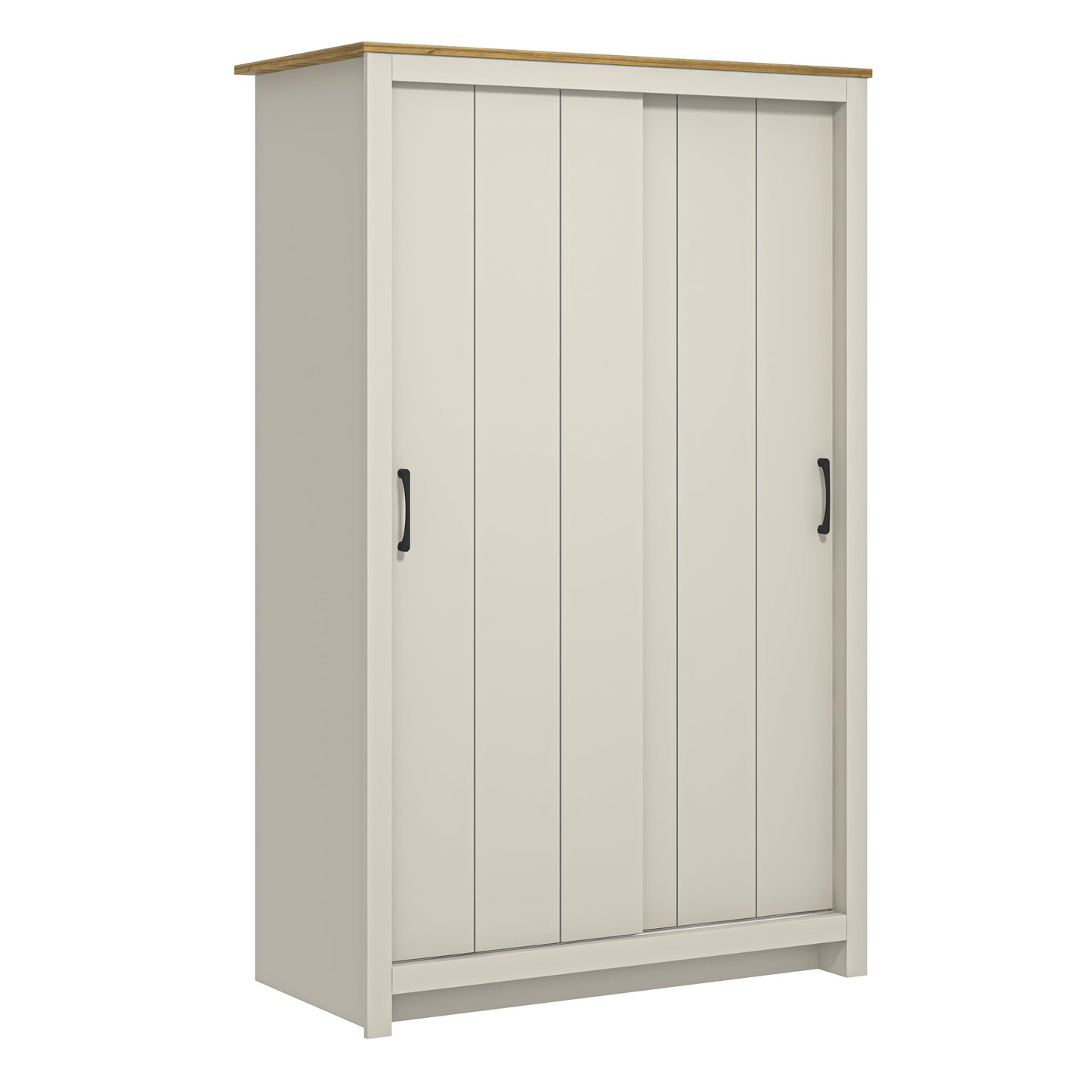 Galano Limestone 2 Door Sliding Wardrobe - Space Saving Stylish and Sturdy 2 Door Minimalist Wardrobe - Bedroom Furniture Unit with Hanging Rail Storage (Light Grey)