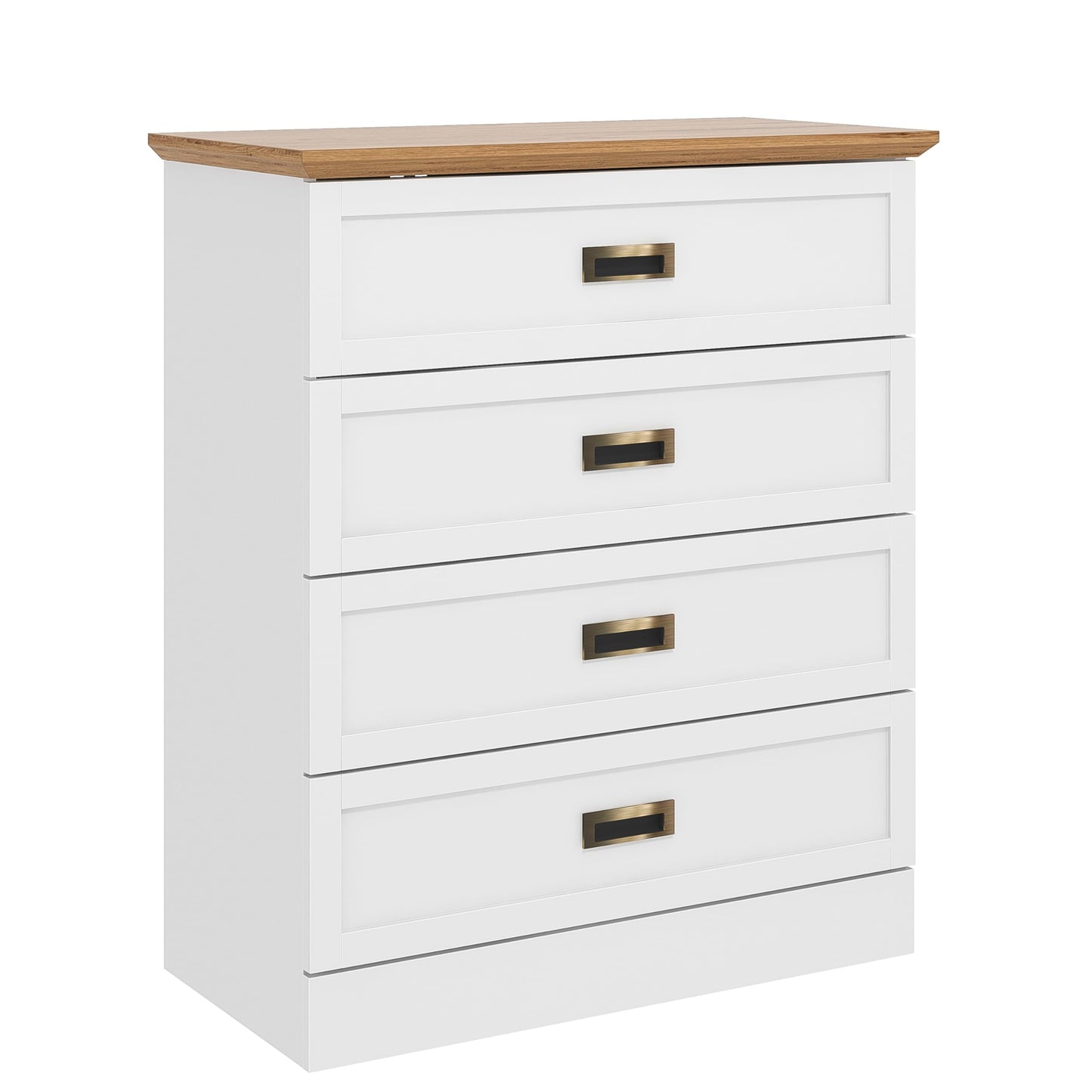 Galano Durban 4 Drawer Chest - Tall Drawer Chest with Storage for Bedroom - Chest of Drawers for Clothes - Organizers and Storage Cabinet for Hallway - Entryway or Living Room (Light Grey/Oak)