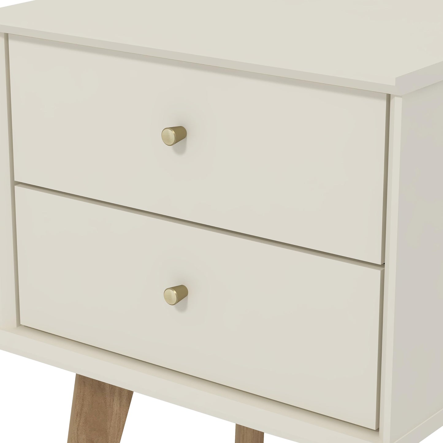 Galano Abby 2pcs Bedside Table - Stylish 2 Drawer Bedside - Side Table with Storage - Storage Cabinet for Hallway - Entryway or Bedroom (Light Grey/Oak)