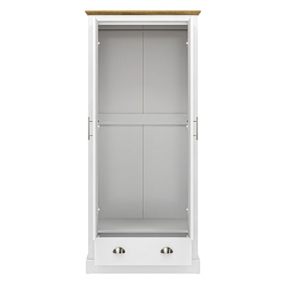 Galano Sufy 2 Door 1 Drawer Wardrobe - Minimalist Wardrobe - Bedroom Furniture Unit with Hanging Rail Storage and Drawer - Wardrobe Storage - W79.7 x D56 x H182cm - Light Grey