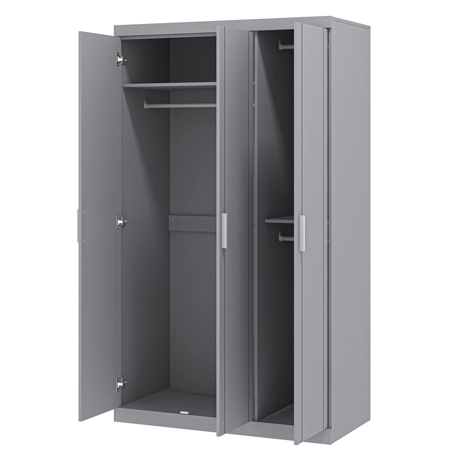 Galano Kimberley Kleiderschrank – Stilvoller und stabiler 3-türiger Kleiderschrank – Schlafzimmermöbel mit Kleiderstange – 52,7 x 104,7 x 180,5 cm – Kühles Grau