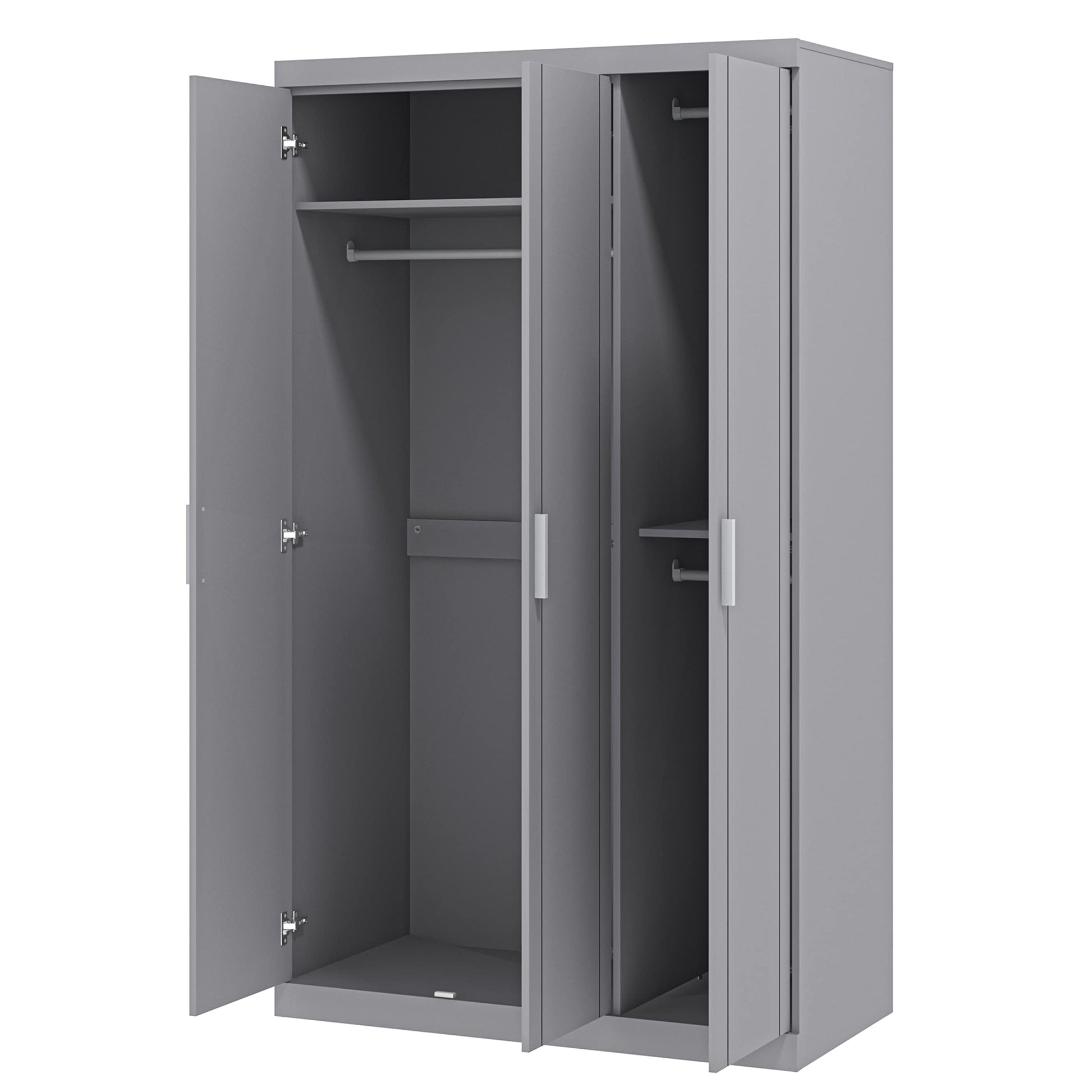 Galano Kimberley Wardrobe - Stylish & Sturdy 3 Door Wardrobe - Bedroom Furniture Unit with Hanging Rail Storage - ‎52.7 x 104.7 x 180.5 cm - Cool Grey