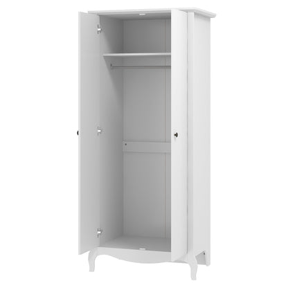 Galano Stella 2 Door Wardrobe - Stylish & Sturdy Wardrobe with Bar Gold Metal Handle - Bedroom Furniture Unit with Hanging Rail Storage (Light Green)