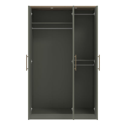 Galano Cleverton 2 Door Wardrobe with Mirror - Stylish & Sturdy Wardrobe with Bar Gold Metal Handle - Bedroom Furniture Unit with Hanging Rail Storage (Dark Green/Oak)