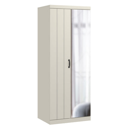 Galano Allington 2 Door Wardrobe with Mirror - Stylish & Sturdy Wardrobe - Bedrrom Furniture with Hanging Rail Storage (Light Green)