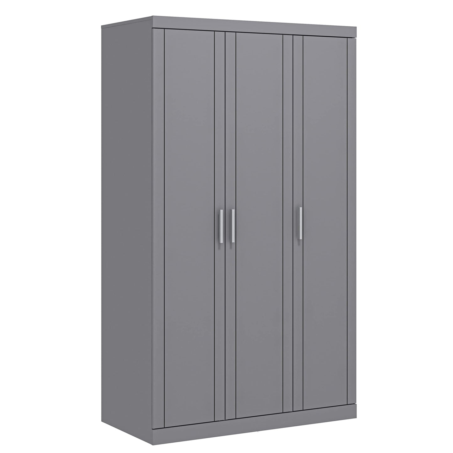 Galano Kimberley Kleiderschrank – Stilvoller und stabiler 3-türiger Kleiderschrank – Schlafzimmermöbel mit Kleiderstange – 52,7 x 104,7 x 180,5 cm – Kühles Grau