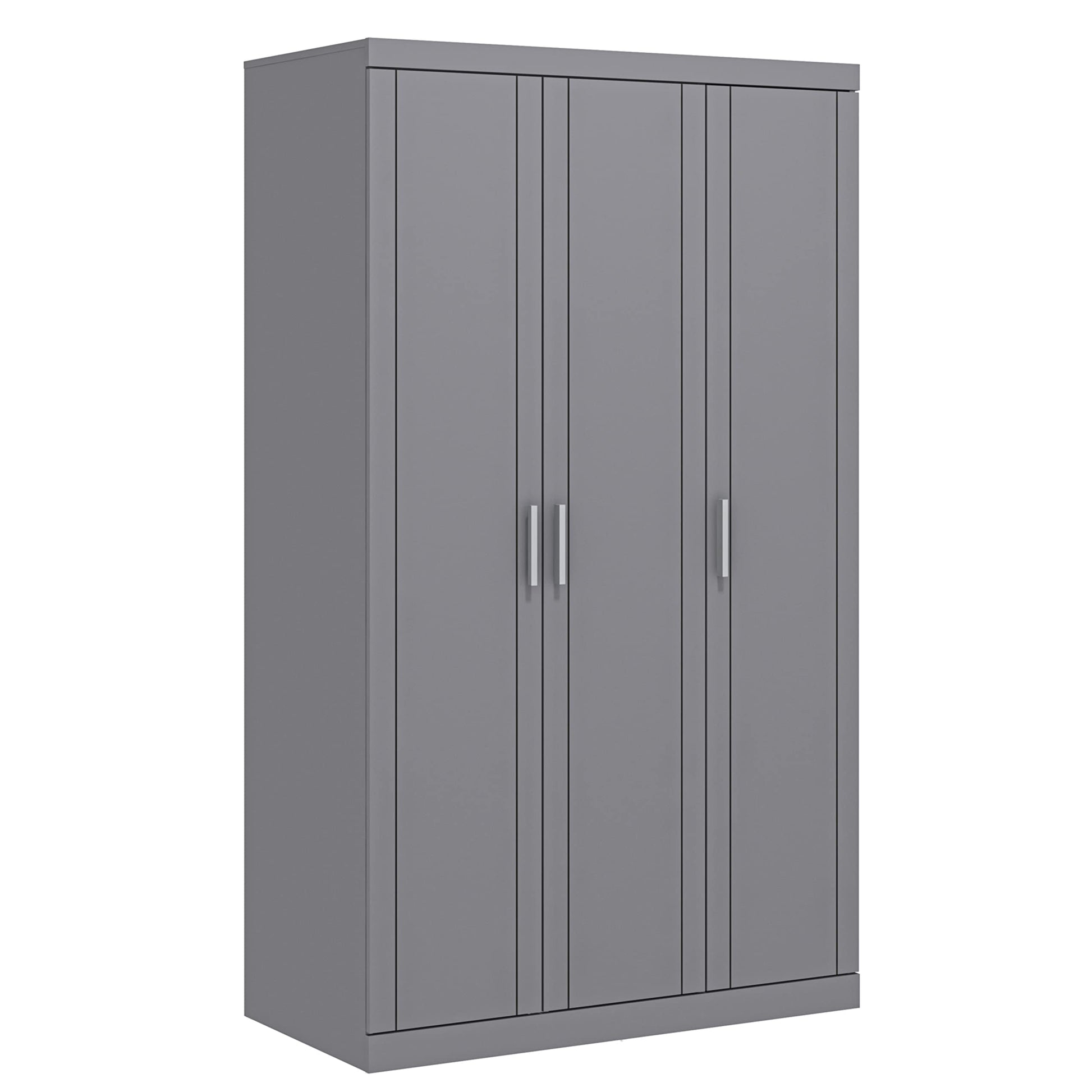 Galano Kimberley Wardrobe - Stylish & Sturdy 3 Door Wardrobe - Bedroom Furniture Unit with Hanging Rail Storage - ‎52.7 x 104.7 x 180.5 cm - Cool Grey