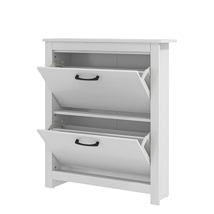 Galano Limestone Shoe Cabinet - 2 Door Folding Extendable Shoe Rack for Slim Storage Organiser in Hallway, Living Room or Entryway - ‎22 x 79 x 90.0 cm - White