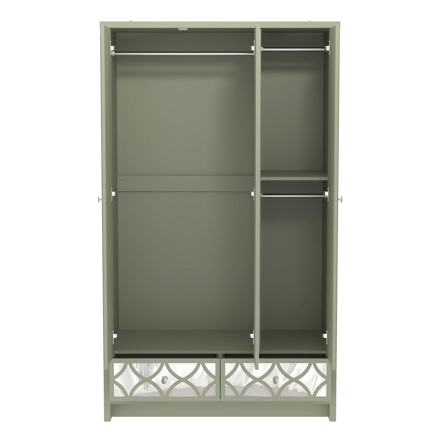 Galano Iris 3 Door 2 Drawer Wardrobe - Modern Stylish Bedroom Furniture Unit with Mirror Effect - Storage Organizer with Hanging Rail Storage and Drawer (Cool Grey)