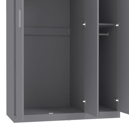 Galano Kimberley 3 Door Wardrobe with Mirror - Mirrored Stylish & Sturdy Wardrobe - Bedrrom Furniture with Hanging Rail Storage (Cool Grey)