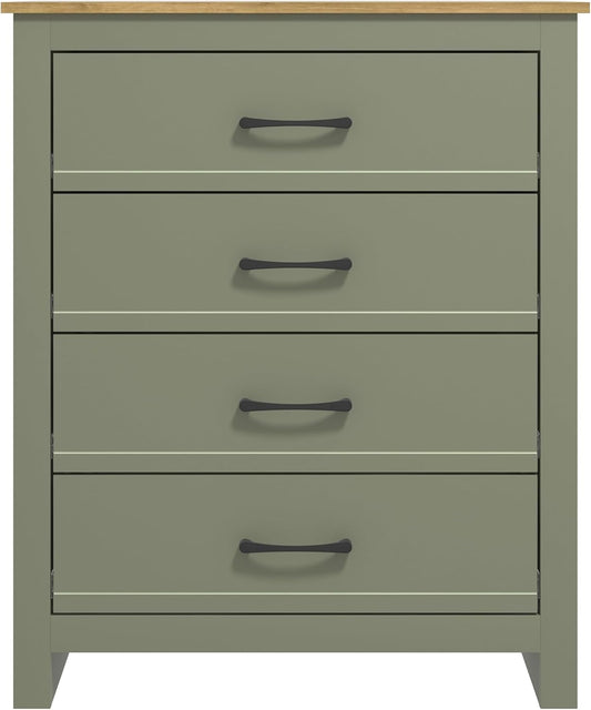 Galano Limestone 4 Drawer Chest - Chest of Drawer for Bedroom - Closet Organizers and Storage Cabinet for Hallway, Entryway - (Dark Green)