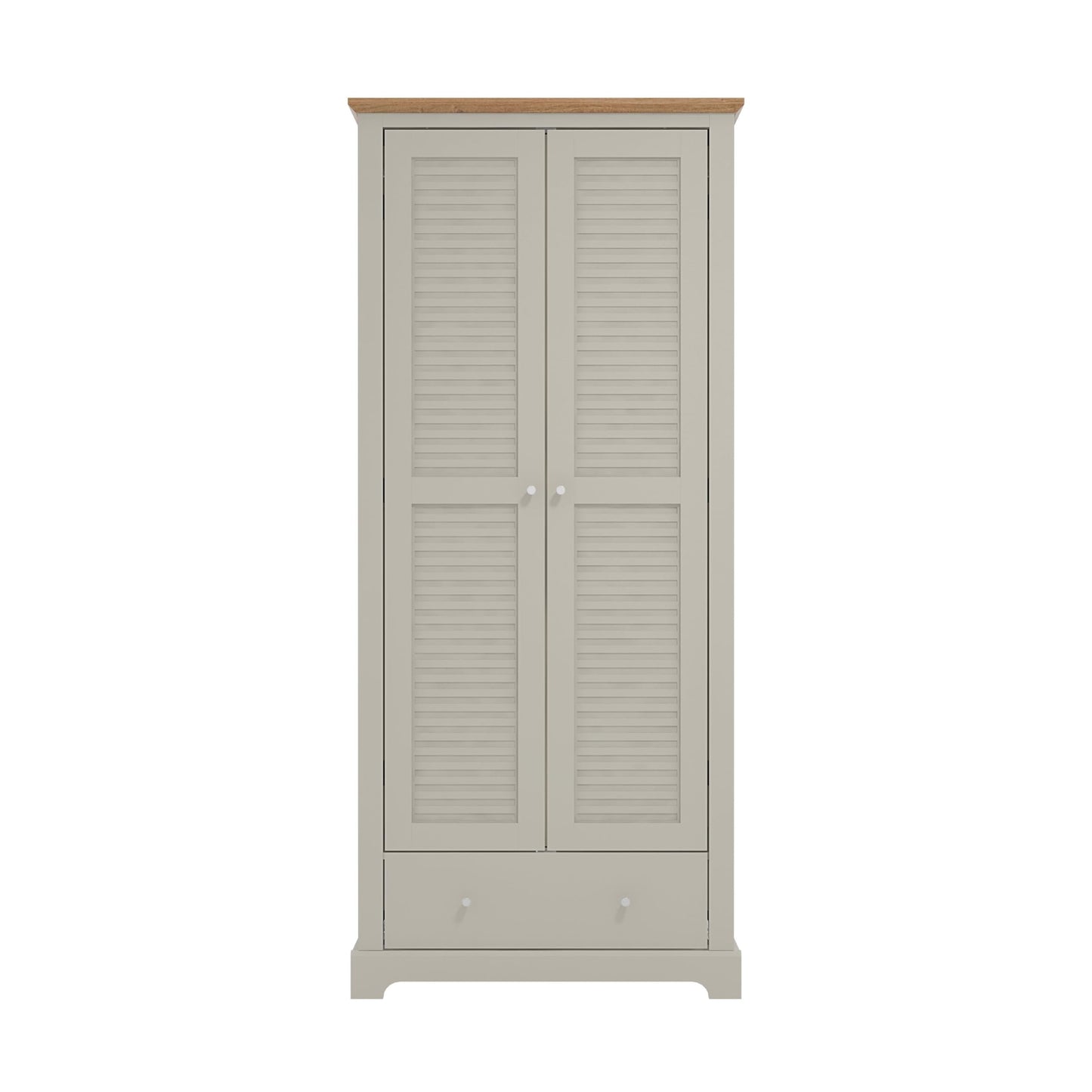 Galano Milan 2 Door 1 Drawer Wardrobe - Bedroom Furniture Unit with Hanging Rail Storage and Drawer, Wardrobe Storage Organizer (Light Grey/Oak)