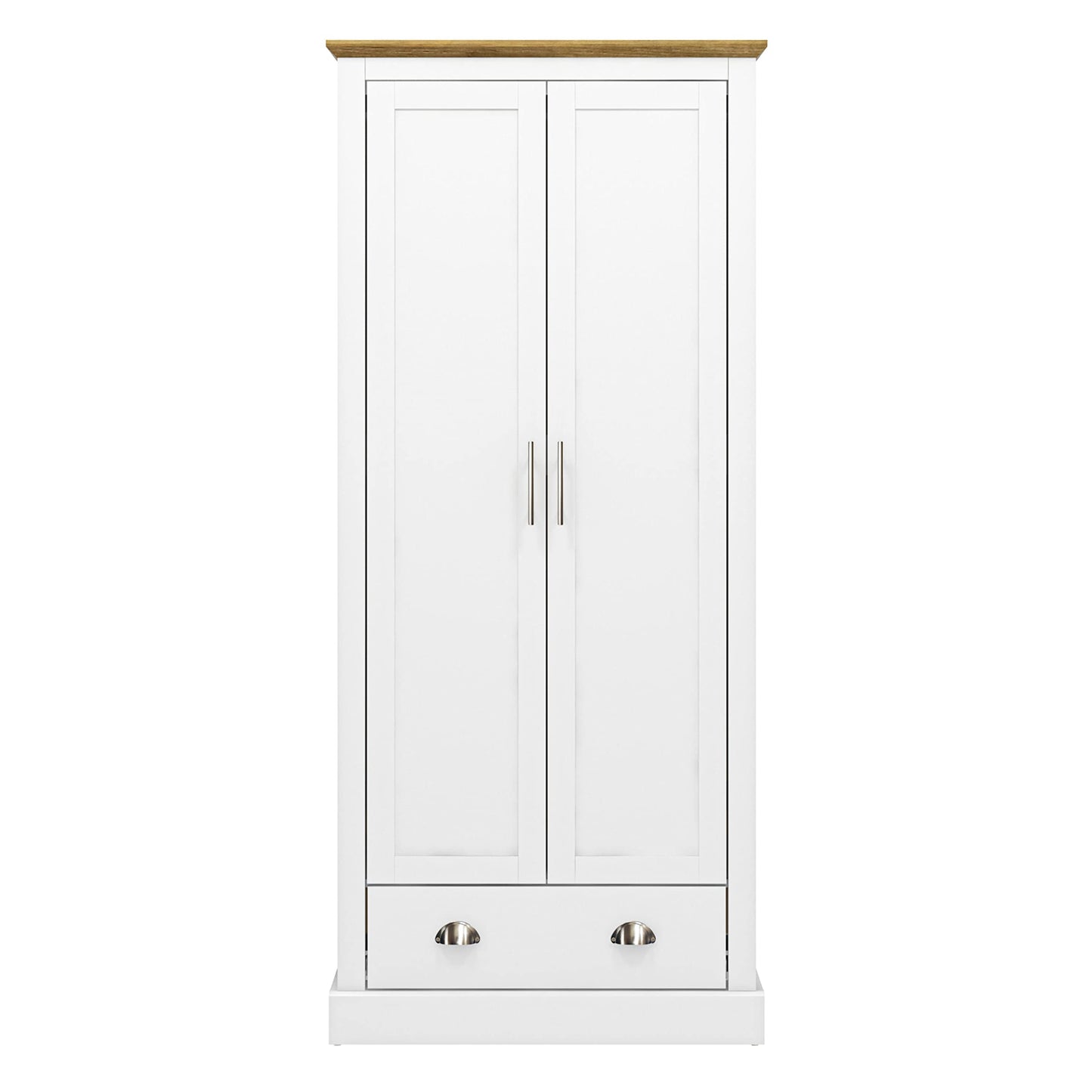 Galano Sufy 2 Door 1 Drawer Wardrobe - Minimalist Wardrobe - Bedroom Furniture Unit with Hanging Rail Storage and Drawer - Wardrobe Storage - W79.7 x D56 x H182cm - Light Grey