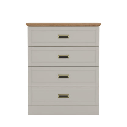 Galano Durban 4 Drawer Chest - Tall Drawer Chest with Storage for Bedroom - Chest of Drawers for Clothes - Organizers and Storage Cabinet for Hallway - Entryway or Living Room (Light Grey/Oak)