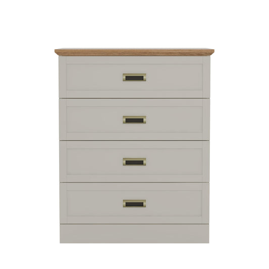 Galano Durban 4 Drawer Chest - Tall Drawer Chest with Storage for Bedroom - Chest of Drawers for Clothes - Organizers and Storage Cabinet for Hallway - Entryway or Living Room (Light Grey/Oak)