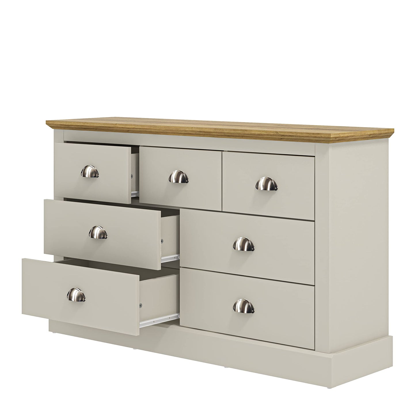 Galano Sufy 3 plus 4 Drawer Chest - Wide Drawer Chest with Storage for Bedroom - Chest of Drawers for Clothes - Closet Organizers and Storage Cabinet for Hallway, Entryway - Light Grey