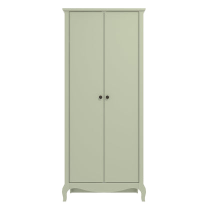 Galano Stella 2 Door Wardrobe - Stylish & Sturdy Wardrobe with Bar Gold Metal Handle - Bedroom Furniture Unit with Hanging Rail Storage (Light Green)