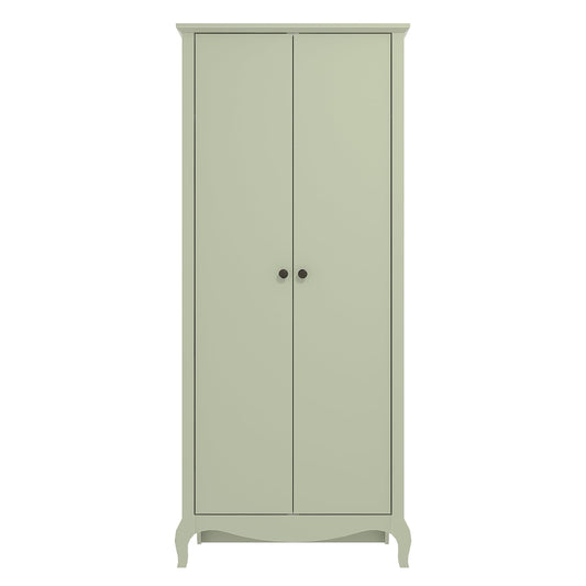 Galano Stella 2 Door Wardrobe - Stylish & Sturdy Wardrobe with Bar Gold Metal Handle - Bedroom Furniture Unit with Hanging Rail Storage (Light Green)