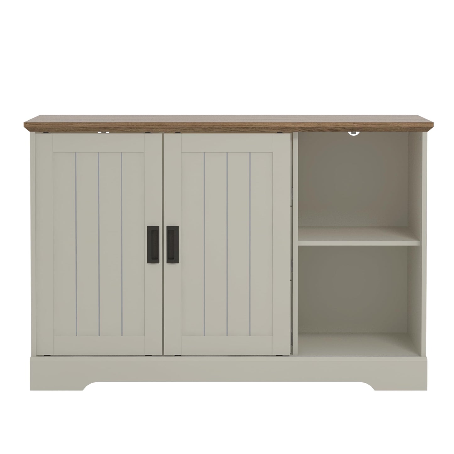 Galano Edison 2 Sliding Door 3 Drawer Sideboard - Cabinet Storage Organizer for Your Home - Space Saving Storage Sideboard - Adjustable Shelves (Light Grey/Oak)