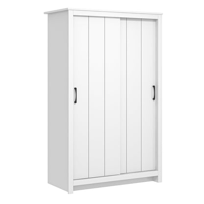 Galano Limestone 2 Door Sliding Wardrobe - Space Saving Stylish and Sturdy 2 Door Minimalist Wardrobe - Bedroom Furniture Unit with Hanging Rail Storage (Light Grey)