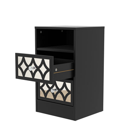 Galano Bowen 2 Drawer Bedside Table - Stylish Side Table - Nightstands with 2 Drawers - Organizers and Storage Cabinet for Hallway, Entryway or Bedroom (Black)