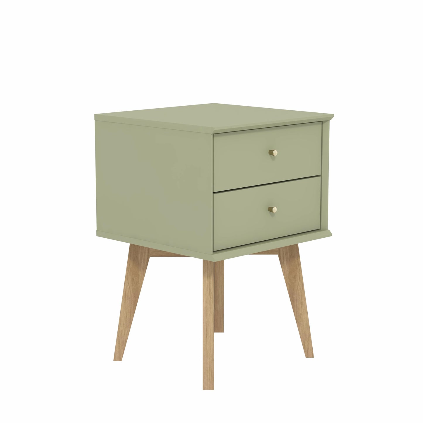 Galano Abby Bedside Table - Stylish 2 Drawer Bedside - Side Table with Storage - Storage Cabinet for Hallway - Entryway or Bedroom (Light Grey/Oak)