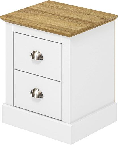 Galano Sufy Bedside Table - 2 Drawer Small Side Table, End Table with Storage for Bedroom - Chest of Drawers - Organizers and Storage Cabinet for Hallway, Entryway, Living Room - White