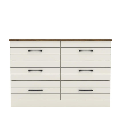 Galano Avaro Wooden 6 Drawer Dresser Interlock for Bedroom, Wide Chest of Drawers for Children and Nursery, Closet Organizer Storage for Kids, 15.7" D x 45.4" W x 32.0" H, Dusty Grey Oak