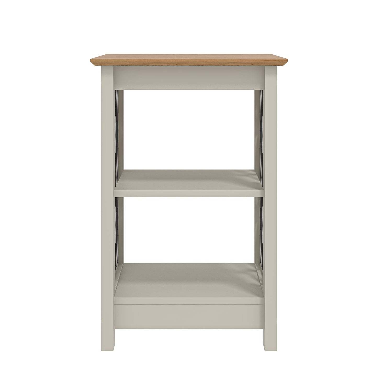 Galano Nova Side Table with Shelf- Modern Distressed Oak Finish - Bookshelf Cabinet for Hallway - Entryway - Foyer - Living Room - Bedroom - Space Saving (White/Oak)