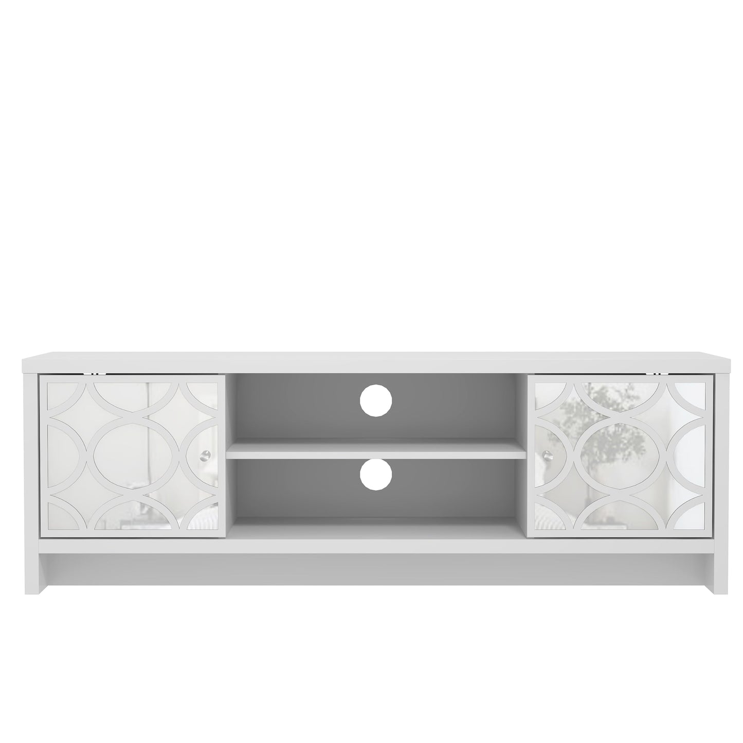 Galano Iris 2 Door TV Unit, Entertainment Centre for up to 60 inch TV, TV Stand Cabinet for Living Room, Large Storage (White) W140.0 x D39.8 x H46.8cm