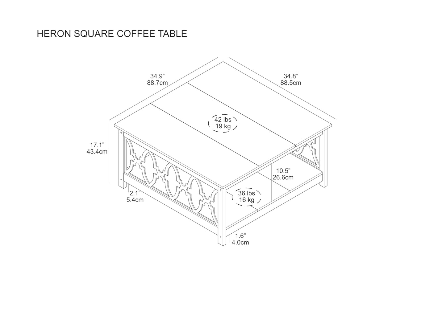 Galano Heron Modern Coffee Table for Living Room, Wood Square Center Table with Storage Shelf, Wooden Accent Cocktail Table for Home Office Small Apartment, 34.8" D x 34.9" W x 17.1" H, Knotty Oak