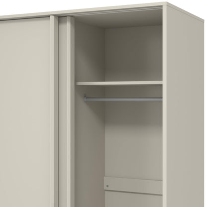 Galano Auron 2 Door Sliding Wardrobe - Space Saving Stylish and Sturdy 2 Door Wardrobe - Bedroom Furniture Unit with Hanging Rail Storage (Light Grey)