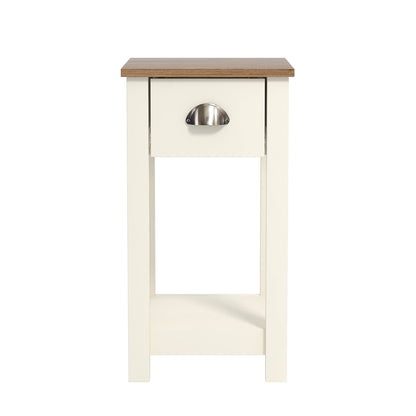 Galano Lilly Bedside Table - Stylish Bedside and Slim Bedside Table - Side Table with Storage - Organizers and Storage Cabinet for Hallway - Entryway or Bedroom (Cool Grey + Beaufort Oak)