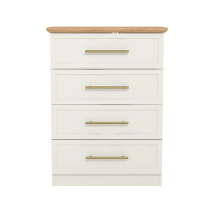 Galano Cleverton 4 Drawer Chest - Chest of Drawers with Storage for Bedroom - Closet Organizers and Storage Cabinet for Hallway, Entryway (Ivory/Oak)