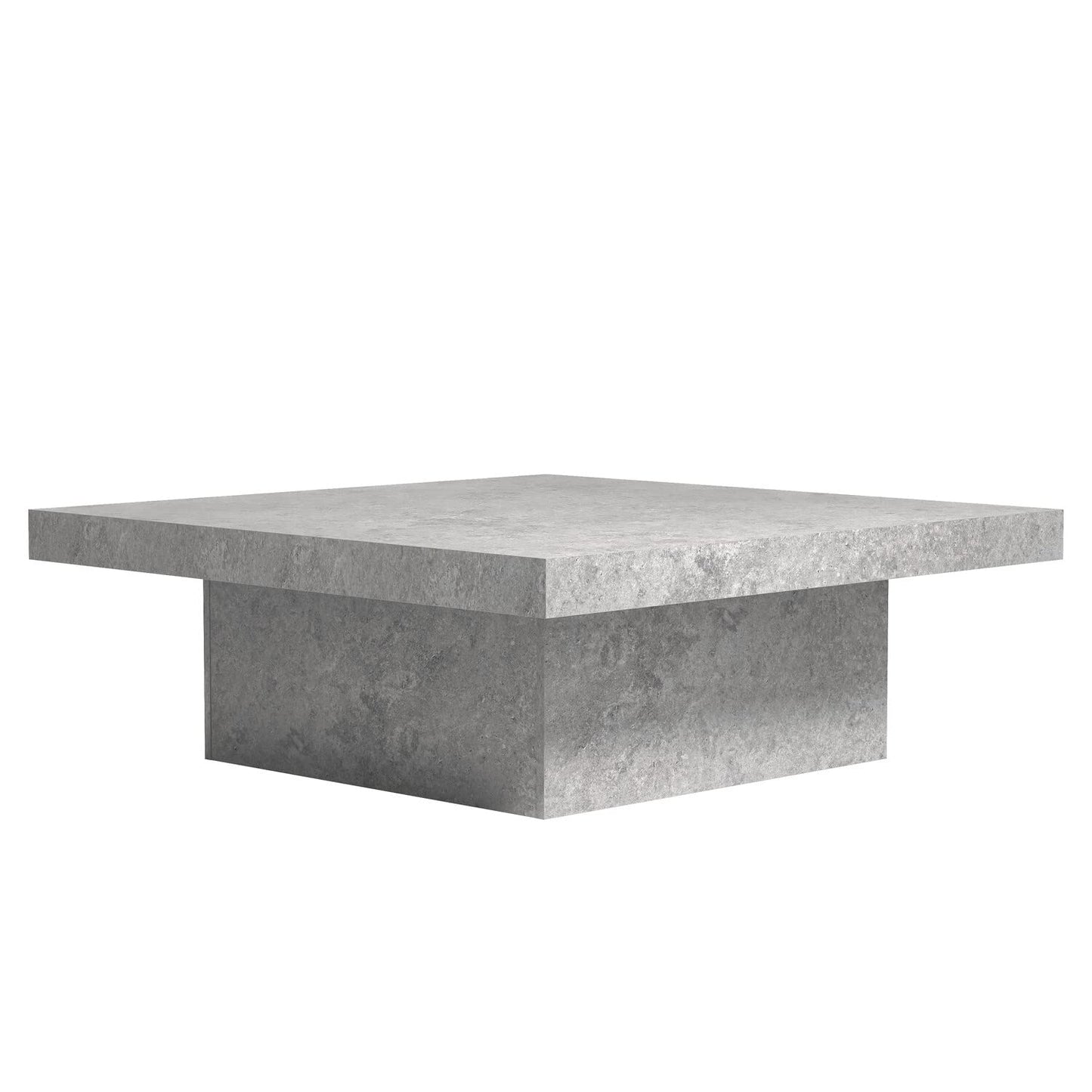 Galano Carmelo Coffee Table, Modern Industrial Top Coffee Table, Square Center Table for Living Room, Office, Balcony, 35.43" D x 35.43" W x 12.28" H, Concrete Cool Grey