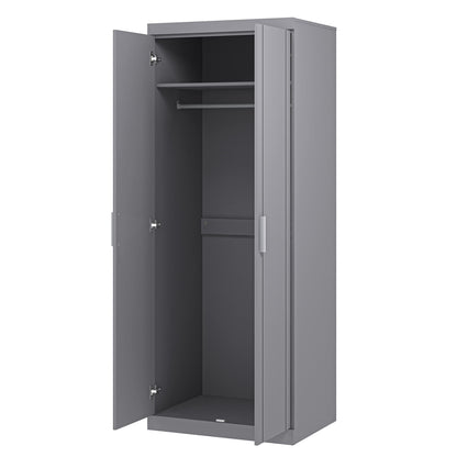 Galano Kimberley Wardrobe - 2 Door Wardrobe - Bedroom Furniture Unit with Hanging Rail Storage Wardrobe Organiser - ‎52.7 x 69.8 x 180.5 cm - Cool Grey