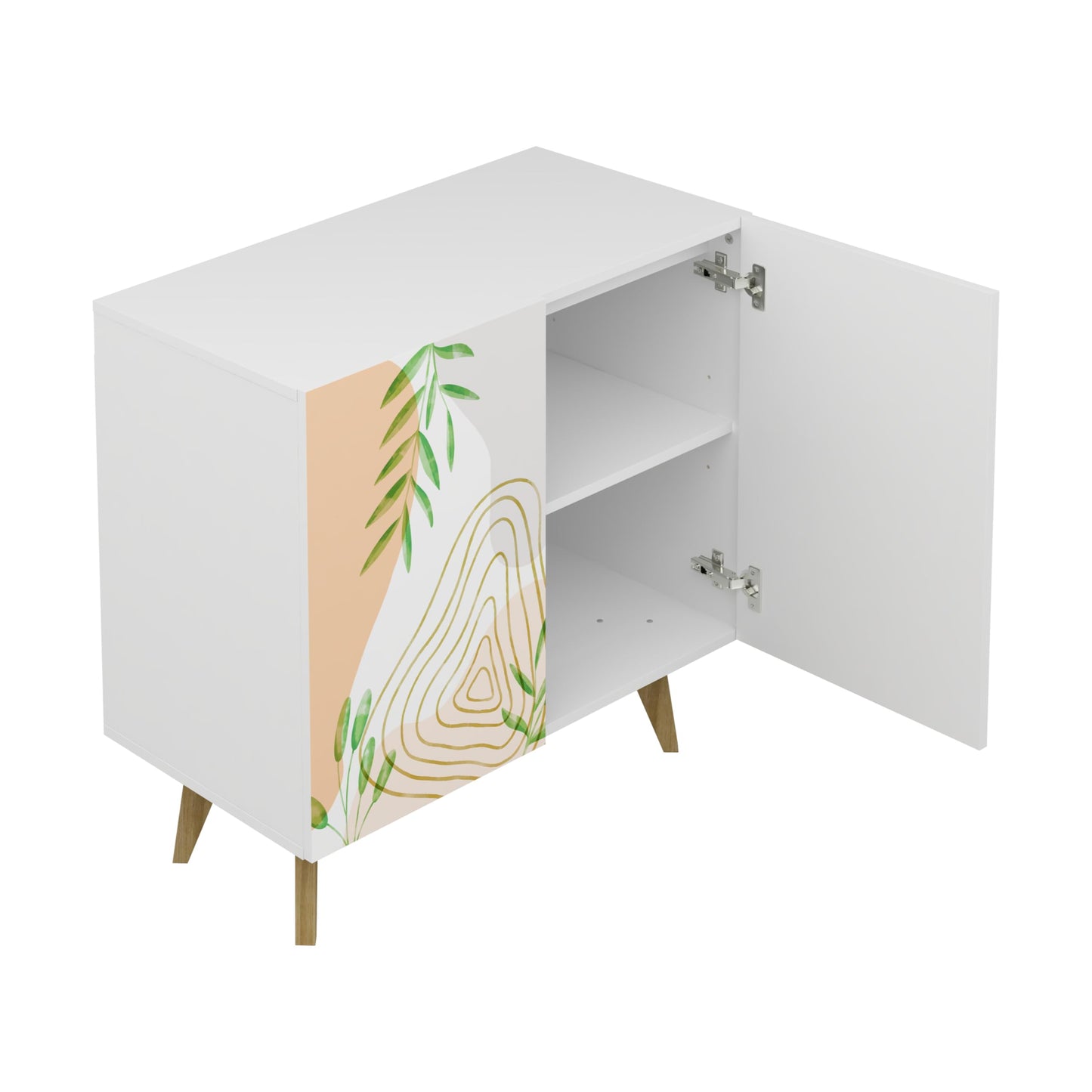 Galano Capson Wassily Sideboard Buffet Kitchen Storage Cabinet with Decorated Doors, Dining Room, Hallway, Cupboard Console Table, Accent Cabinet, 16.22" D x 30.94" W x 31.26" H, White