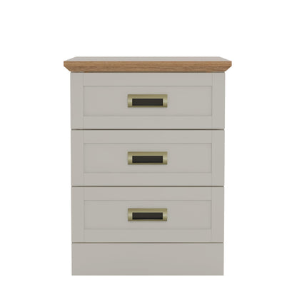 Galano Durban 3 Drawer Bedside Table - Stylish Side Table with Storage - Nightstands Bedroom Furniture - Organizers & Storage Cabinet for Hallway, Entryway or Livingrom (Light Grey/Oak)