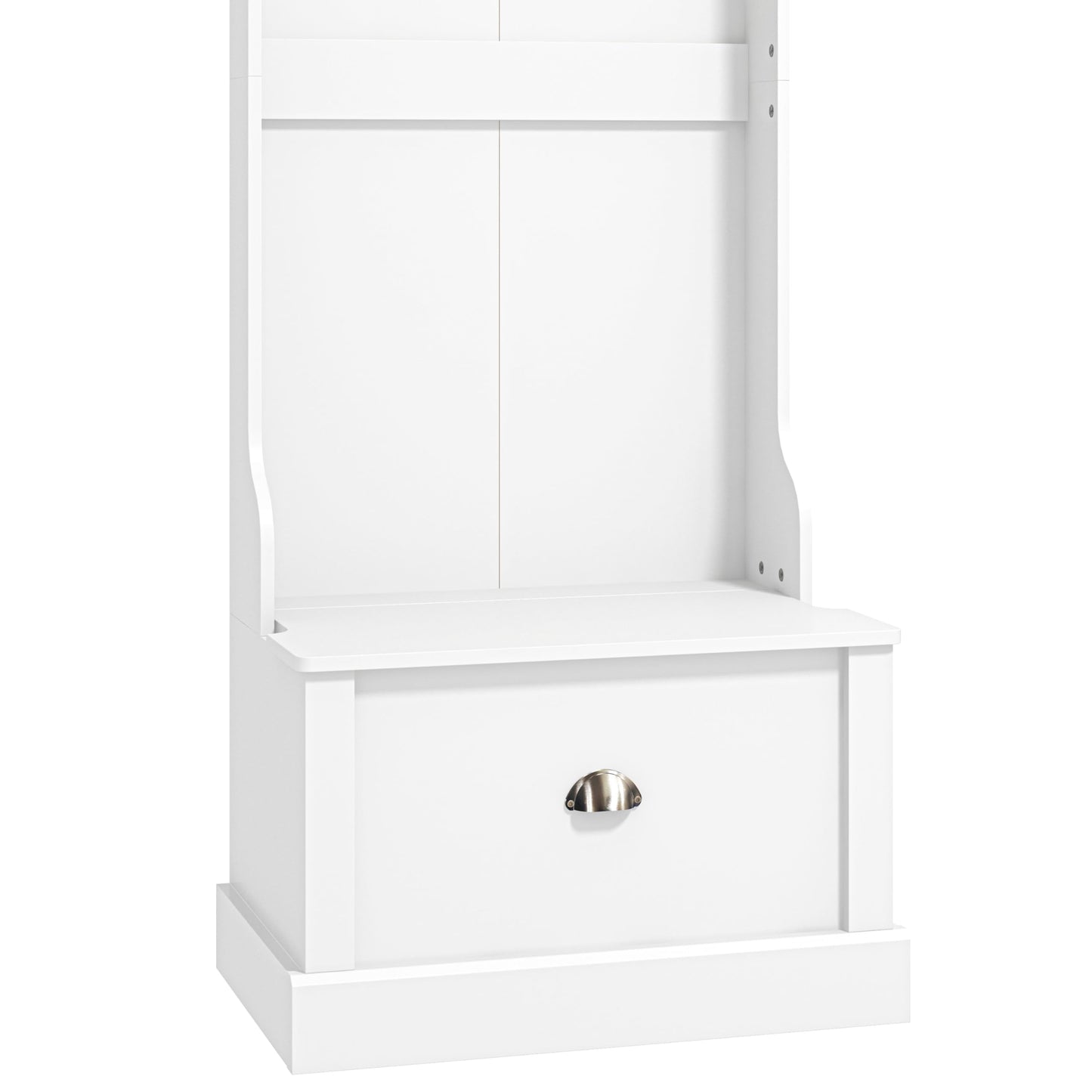 Galano Sufy Hallway Unit - Entryway Bench with Coat Rack - Storage Cabinet with Bench & Coat Rack (White)