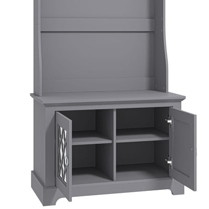 Galano Novara Hallway Unit - Entryway Bench with Coat Rack - Storage Cabinet with Bench & Coat Rack (Cool Grey)