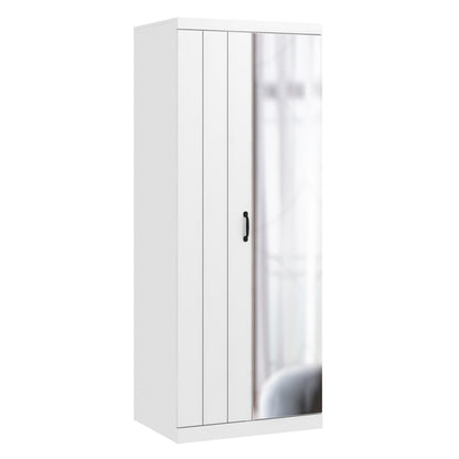 Galano Allington 2 Door Wardrobe with Mirror - Stylish & Sturdy Wardrobe - Bedrrom Furniture with Hanging Rail Storage (Light Green)