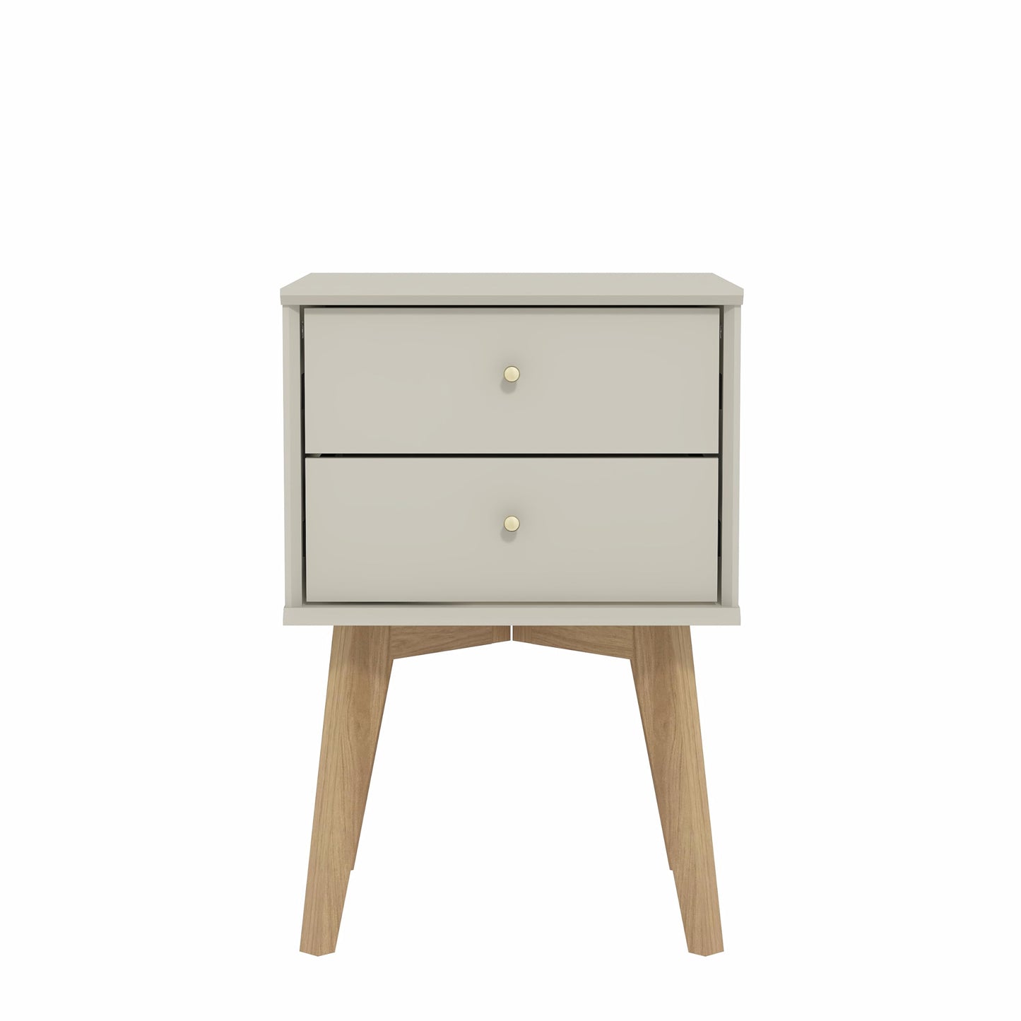 Galano Abby Bedside Table - Stylish 2 Drawer Bedside - Side Table with Storage - Storage Cabinet for Hallway - Entryway or Bedroom (Light Grey/Oak)