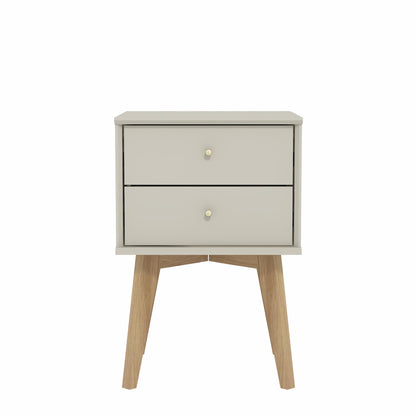 Galano Abby Bedside Table - Stylish 2 Drawer Bedside - Side Table with Storage - Storage Cabinet for Hallway - Entryway or Bedroom (Light Grey/Oak)