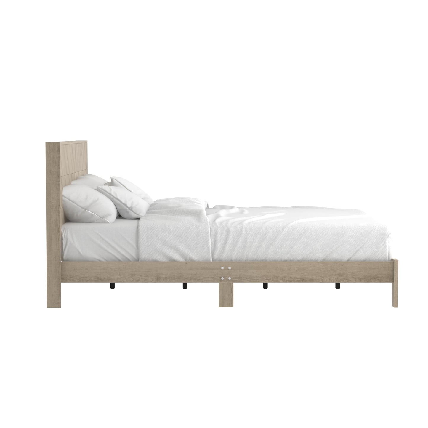 Galano Weiss Wood Platform Queen Bed Frame with Headboard, Fit 60'' x 80'' Mattress Foundation with Wood Slat Support, No Box Spring Needed, 64.2" L x 85.3" W x 40.1" H, Oslo Oak