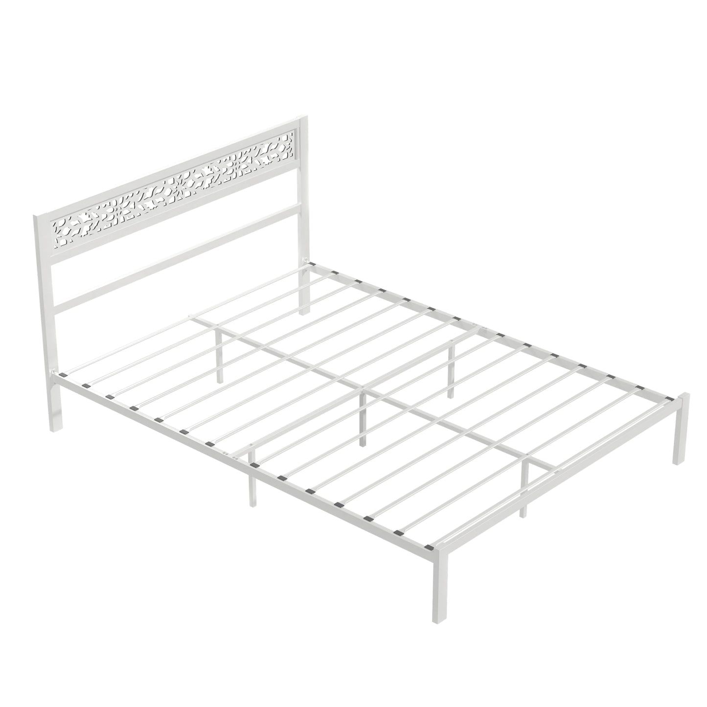 Galano Candence Eirwen Queen Metal Platform Bed Frame, Steel Slat Support, No Box Spring Needed, Easy Assembly, White